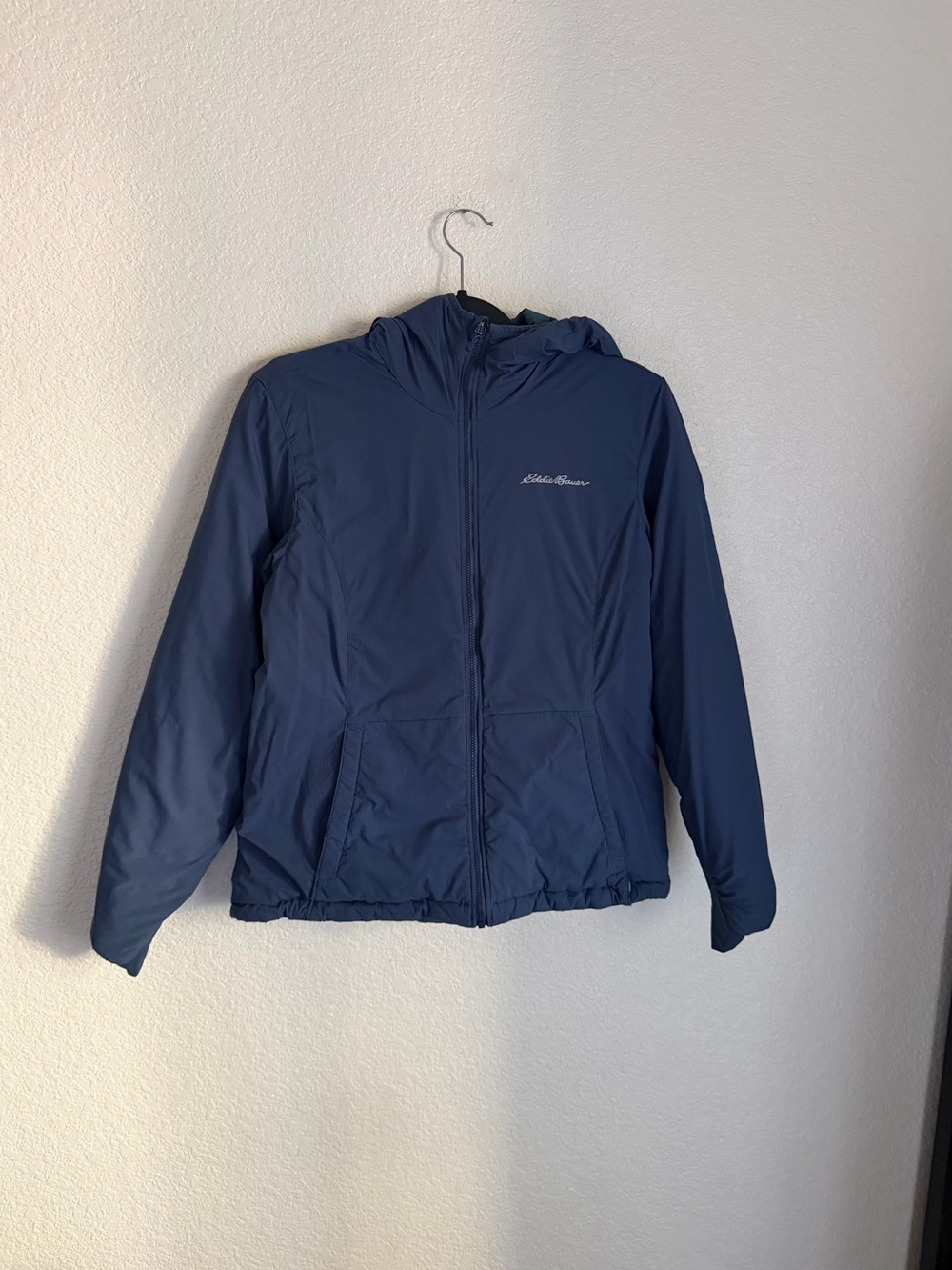 Eddie Bauer Women's Ignitelite Stretch Reversible Hooded Jacket M Green Blue - Picture 6 of 14